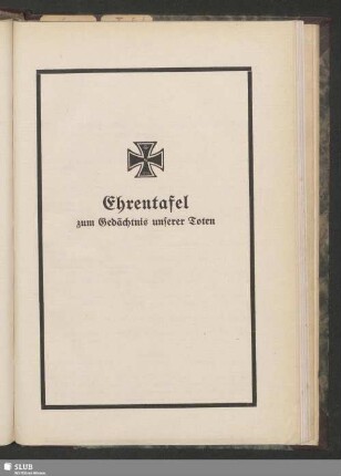 Ehrentafel zum Gedächtnis unserer Toten