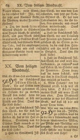 XX. Vom heiligen Abendmahl