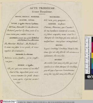 [Illustration und Text zu Voltaires "La Henriade" - 3. Akt, 2. Szene]