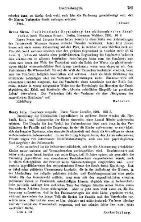 785, Bruno Stern, Positivistische Begründung des philosophischen Strafrechts, 1905