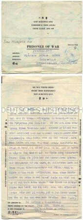 Feldpostbrief von Harald von Koenigswald aus dem Kriegsgefangenenlager in Sarrebourg an eine Bekannte (Verwandte?) - Familienkonvolut