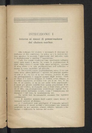 Istruzione I intorno ai mezzi di preservazione dal cholera-morbus.