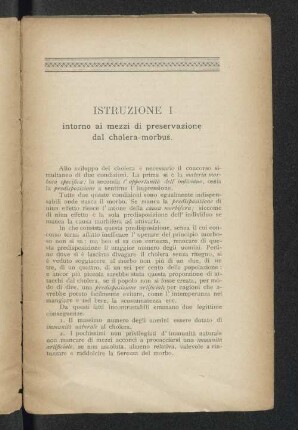 Istruzione I intorno ai mezzi di preservazione dal cholera-morbus.