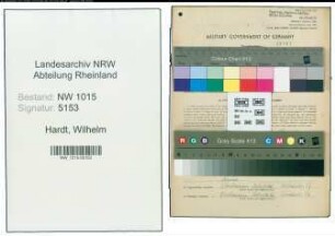 Entnazifizierung Wilhelm Hardt , geb. 31.01.1914 (Kaufmann)