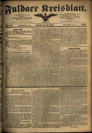 Ausgabe vom Dienstag, den 24. April 1906.