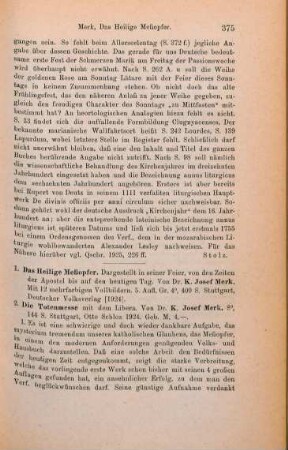 375-378 [Rezension] Merk, Karl Josef, Die hl. Meßopfer