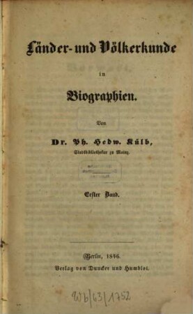 Länder- und Völkerkunde in Biographien, 1