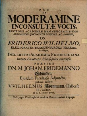 De moderamine inconsultae vocis