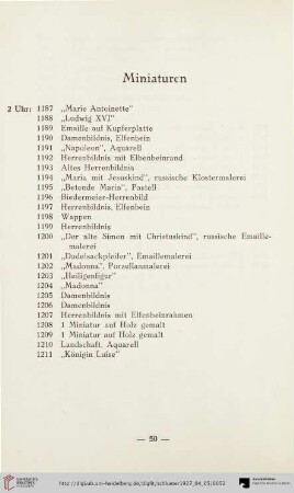 Miniaturen (Nr. 1187-1211)