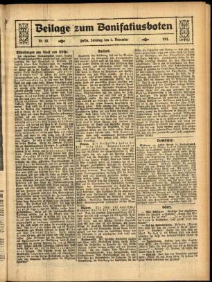 Zweite Ausgabe vom Sonntag, den 05. November 1911.