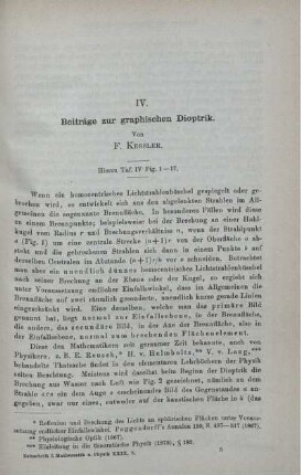 IV. Beiträge zur graphischen Dioptrik.