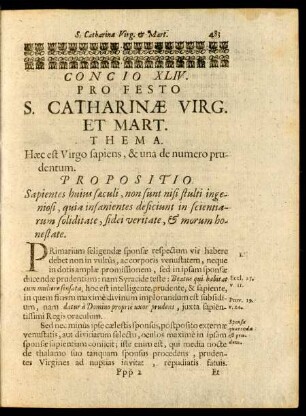 Concio XLIV. Pro Festo S. Catharinae Virg. Et Mart.
