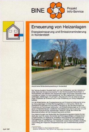 Erneuerung von Heizanlagen. Energieeinsparung und Emissionsminderung in Norderstedt.