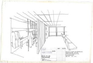 Schneider - Esleben, Paul; Wuppertal, Islandufer 15; Stadtsparkasse Wuppertal, Zentrale (Sparkassenhochhaus) - 19. OG: Garderobe (Innenraumperspektive)