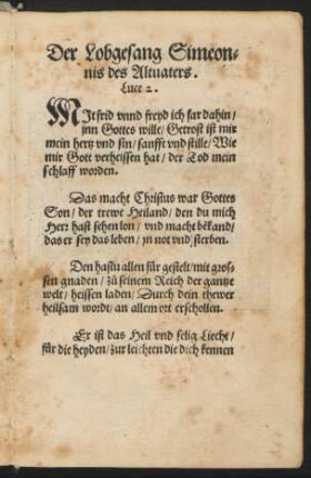 Der Lobgesang Simeon=||nis des Altuaters. Luce 2. ||