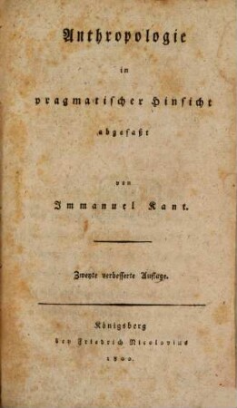 Anthropologie in pragmatischer Hinsicht