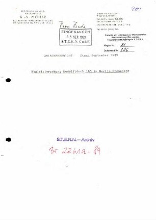 Forschungsbericht: Modellvorhaben Stadtökologie Block 103, Wassereinsparung