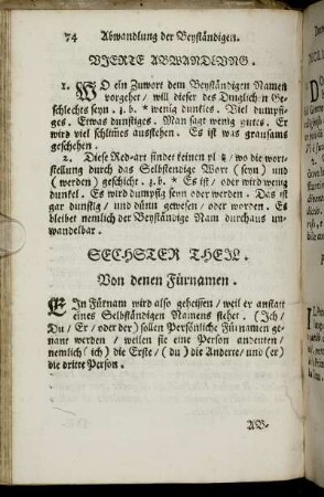 Sechster Theil. Von denen Fürnamen.