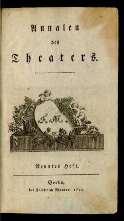 Heft 9 (1792): Annalen des Theaters