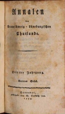 Annalen der Braunschweig-Lüneburgischen Churlande. 3,3/4. 1789