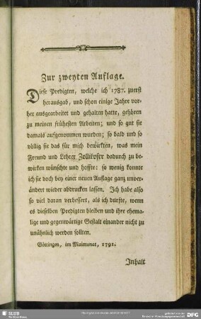 Zur zweyten Auflage