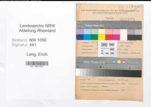 Entnazifizierung Erich Lang , geb. 15.12.1902 ()