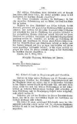 Schullesebuch im Regierungsbezirk Coeslin : [IV. Elementarschulwesen]