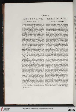Epistola VI / Lettera VI