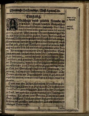 Christliche LeichPredigt / Auß Apocal. 22.