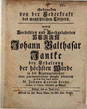 Gedanken von der Federkraft des menschlichen Cörpers