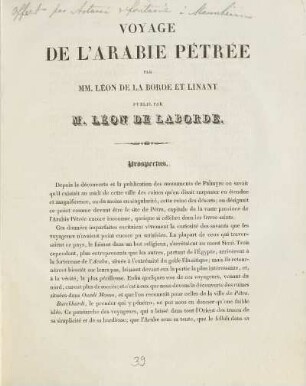 Voyage de l'Arabie Pétrée par MM. Léon de Laborde et Linant publiée par M. Léon de Laborde