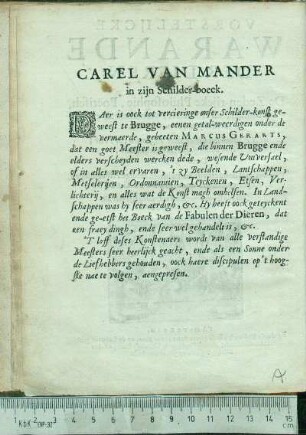 Carel Van Mander in zijn Schilder-boeck.