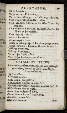 Catalogus Tertius. Plantarum Indigenarum, quæ in locis paludosis, pratensibus, arenosis [...]