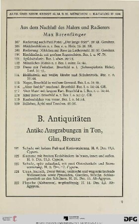 Antike Ausgrabungen in Ton, Glas, Bronze (Nr. 121-145)