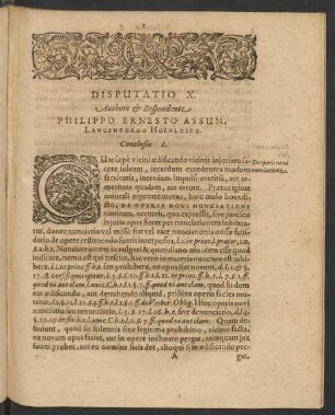 Disputatio X. Authore et Respondente Philippo Ernesto Assum ...