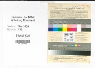 Entnazifizierung Karl Stickel , geb. 21.10.1922 ()