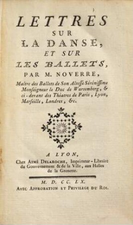 Lettres sur la danse et sur les ballets