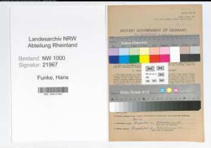 Entnazifizierung Hans Funke, geb. 18.03.1903 (Telegrafenassistent)