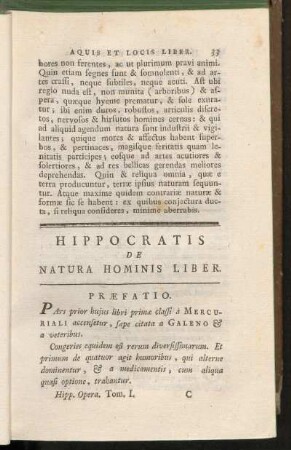 Hippocratis De Natura Hominis Liber