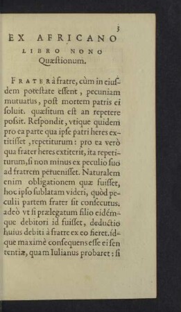 Ex Africano libro nono quaestionum.