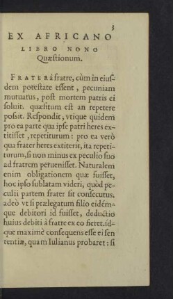 Ex Africano libro nono quaestionum.