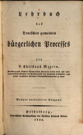 Lehrbuch des teutschen gemeinen bürgerlichen Processes