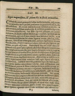 Cap. XI. Ligni magnetismus, & salium Vis in succis animalibus.