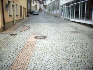 Stadtbefestigung (Stadttor)-(ehemaliges - abgebrochen 19 Jh) Spitaltor-Standort und Straßenverlauf mit meist neuem Gebäudebestand