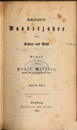 Schubart's Wanderjahre oder Dichter und Pfaff : Roman, 2