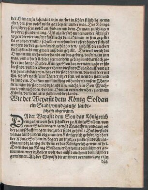 Wie der Weyasit dem König Soldan ein Stadt/ unnd gantze landtschafft abgewann.