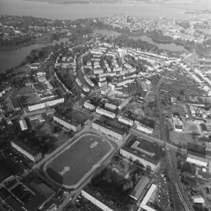 Tribseer Vorstadt von Stralsund : Blickrichtung Osten zur Altstadt