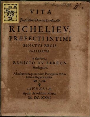 Vita cardinalis Richelieu