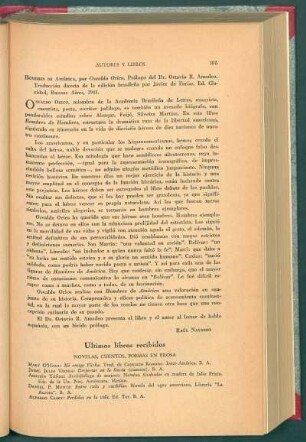 Últimos libros recibidos