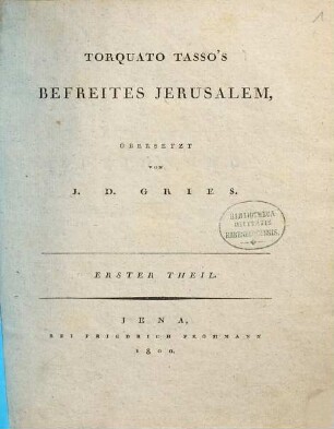 Torquato Tasso's Befreites Jerusalem, 1